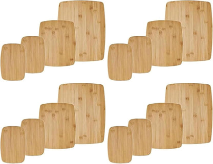 3-Piece Wood Cutting Board Set, Reversible Chopping Boards for Meal Prep and Serving, Charcuterie Boards, Wooden Cutting Boards with Built-in Handles, Set of 3 Assorted Sizes, Bamboo