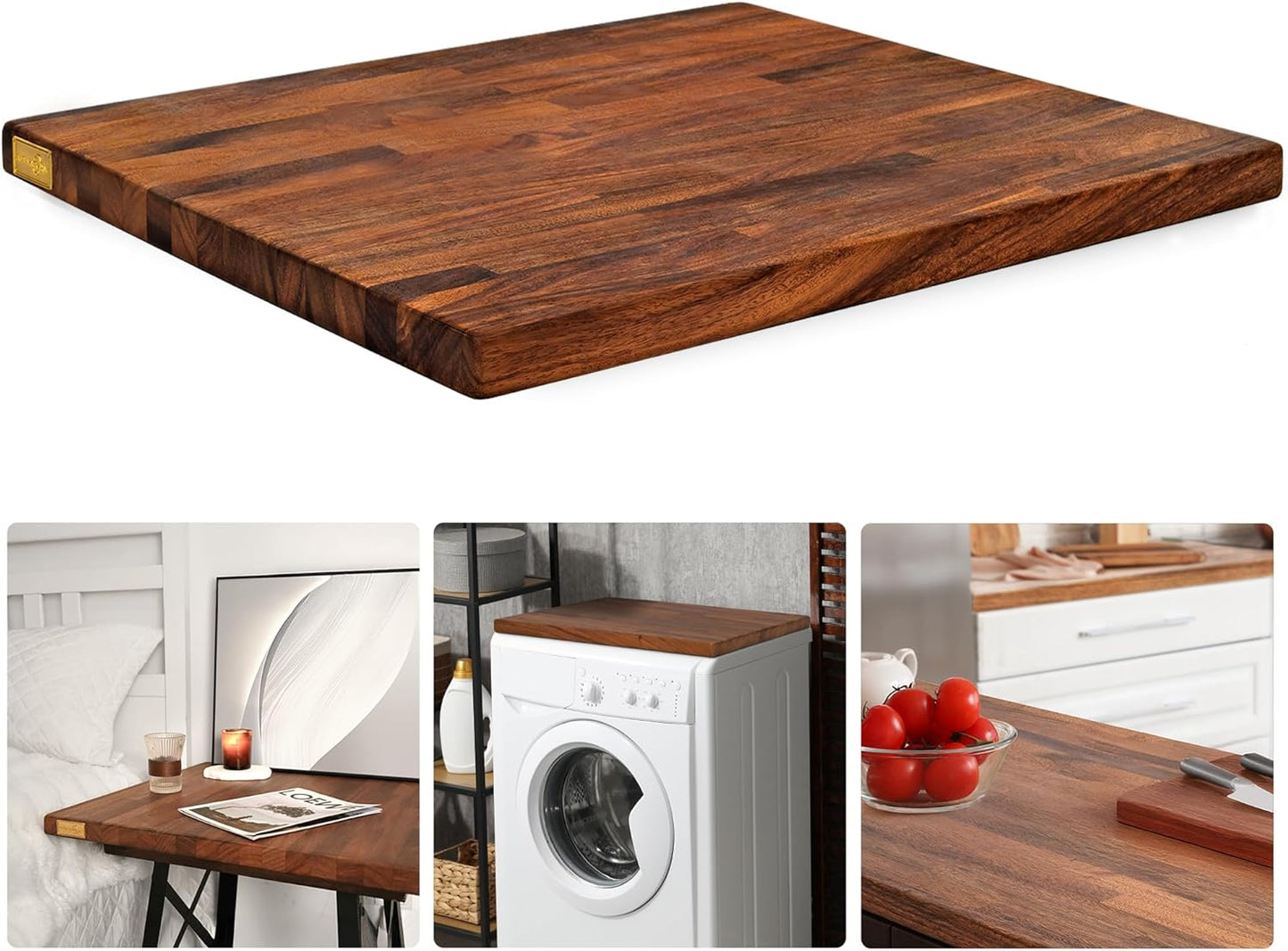 24"x25" Butcher Block Countertop, DIY Solid Walnut Wood Countertop, 1.5'' Thick Waterproof Table Top, Used as Cutting Board, Office Desk Tops, Dining Room Tables, Laundry and Kitchen Countertop