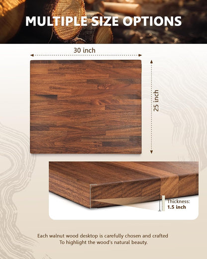 24"x25" Butcher Block Countertop, DIY Solid Walnut Wood Countertop, 1.5'' Thick Waterproof Table Top, Used as Cutting Board, Office Desk Tops, Dining Room Tables, Laundry and Kitchen Countertop