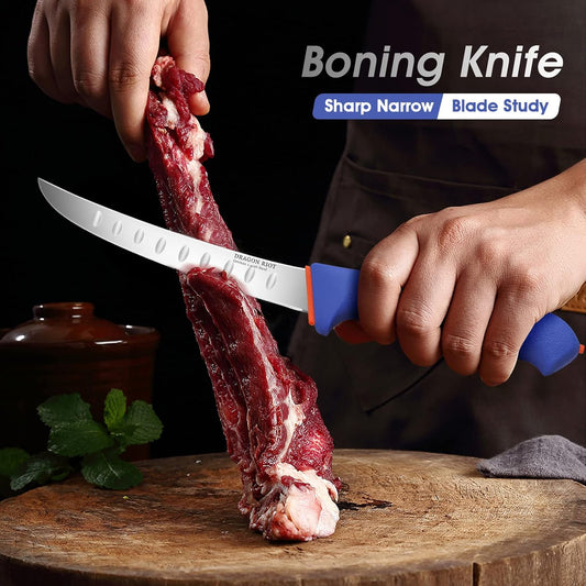 Premium Boning Knife for Meat Cutting 6 Inch BBQ Brisket Meat Trimming Butcher Knife - Stainless Fish Fillet Turkey Carving Knife