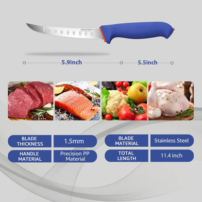 Premium Boning Knife for Meat Cutting 6 Inch BBQ Brisket Meat Trimming Butcher Knife - Stainless Fish Fillet Turkey Carving Knife