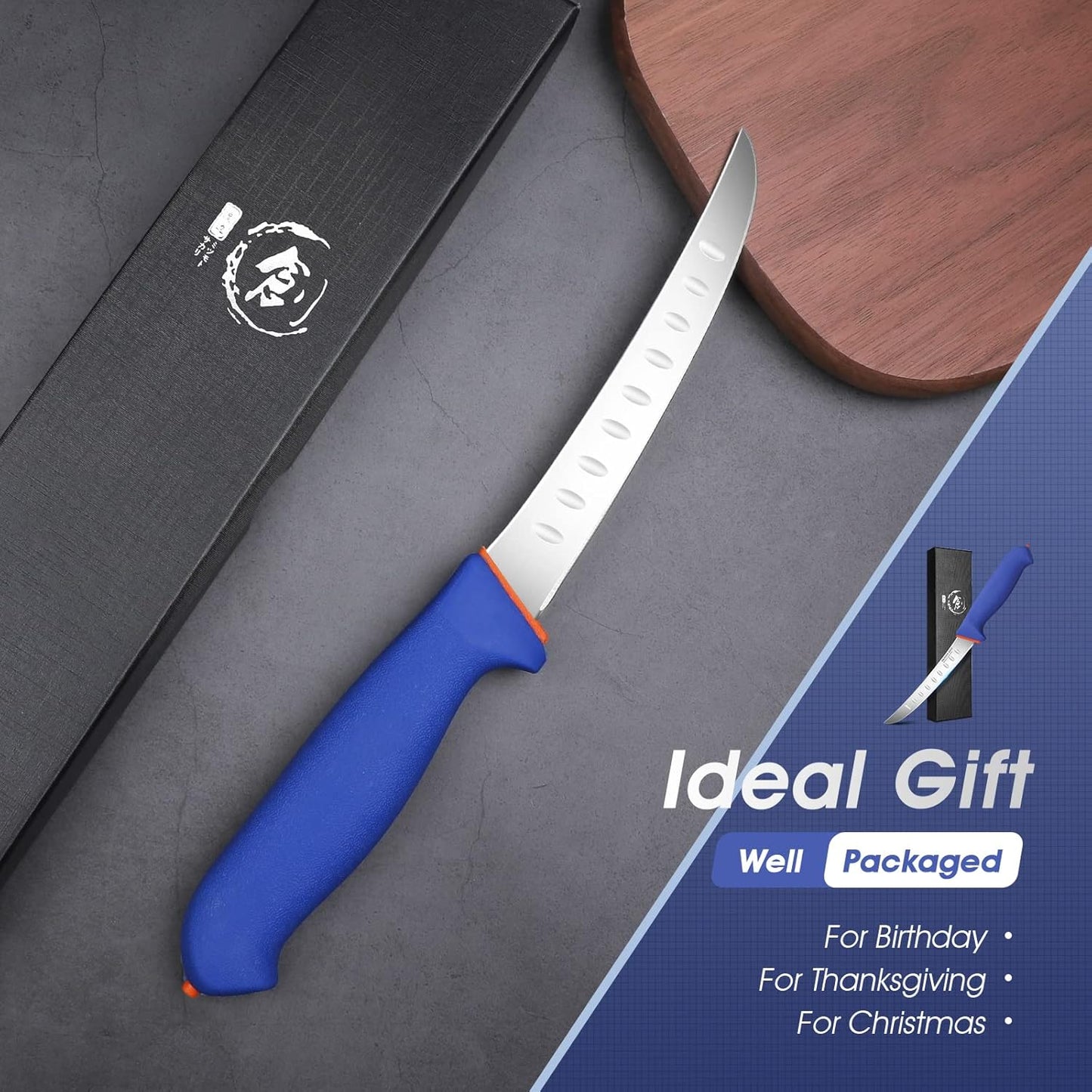 Premium Boning Knife for Meat Cutting 6 Inch BBQ Brisket Meat Trimming Butcher Knife - Stainless Fish Fillet Turkey Carving Knife