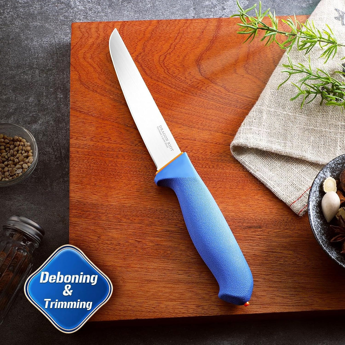 Premium Boning Knife for Meat Cutting 6 Inch BBQ Brisket Meat Trimming Butcher Knife - Stainless Fish Fillet Turkey Carving Knife
