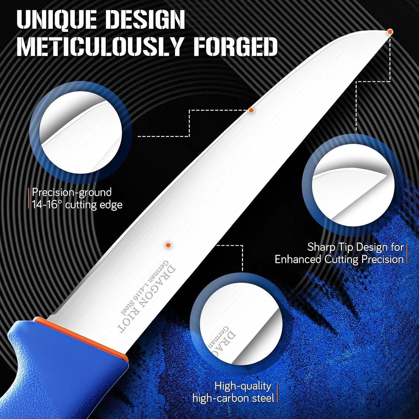 Premium Boning Knife for Meat Cutting 6 Inch BBQ Brisket Meat Trimming Butcher Knife - Stainless Fish Fillet Turkey Carving Knife