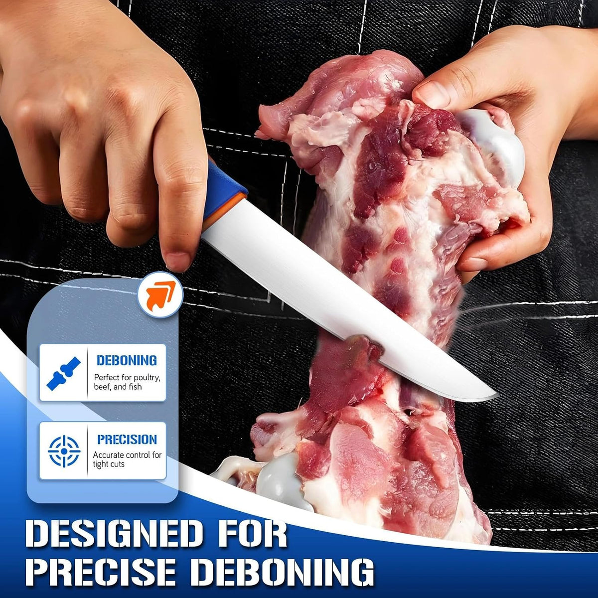 Premium Boning Knife for Meat Cutting 6 Inch BBQ Brisket Meat Trimming Butcher Knife - Stainless Fish Fillet Turkey Carving Knife