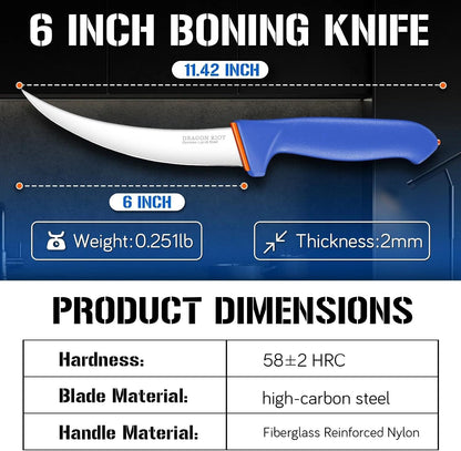 Premium Boning Knife for Meat Cutting 6 Inch BBQ Brisket Meat Trimming Butcher Knife - Stainless Fish Fillet Turkey Carving Knife