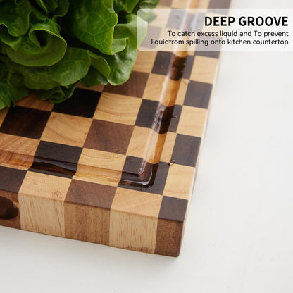 Acacia Wood Cutting Board, 20x15x1.5 Inch, Butcher Block for Kitchen, Premium Acacia Cutting Board with Juice Groove, End Grain Construction from Sustainable Acacia Wood