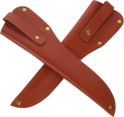 2 Pcs Leather Fillet Knife Sheath with Belt Loop 6.7 Inch Blade Guard Protector Cover Case for Butcher Chef Fishing Boning Knives - Brown