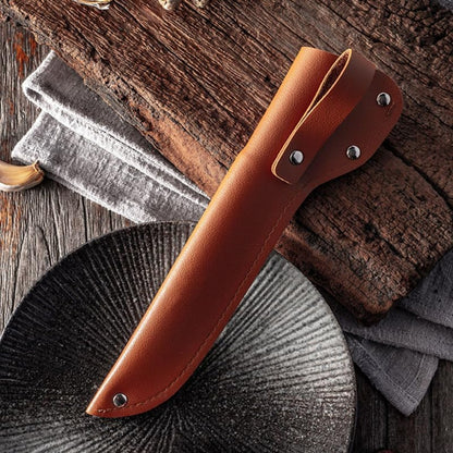 2 Pcs Leather Fillet Knife Sheath with Belt Loop 6.7 Inch Blade Guard Protector Cover Case for Butcher Chef Fishing Boning Knives - Brown