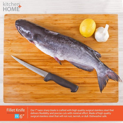 Fillet Knife – Flexible 7” Ultra Sharp Surgical Stainless Steel Curved Boning Knife