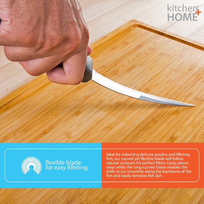 Fillet Knife – Flexible 7” Ultra Sharp Surgical Stainless Steel Curved Boning Knife