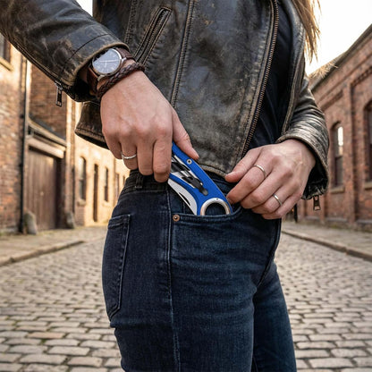 Folding Utility Knife Pocket Knife, Heavy-Duty Box Cutter with Aluminum Body, Quick-Change Blades, Anti Slip Finger Loop, Box Cutters for Home, Office, Warehouse, Durable Razor Knife, Box Knife - Grey