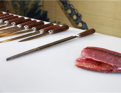Sakimaru Knife 23 Inch Ultra Yanagiba - Japanese Hammer Damascus Steel Blade - Chef Slicer Suitable for Cutting Large Maguro Tuna Salmon - Natural Walnut wood Handle with Leather