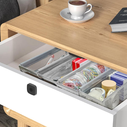 2PCS Drawer Organizer for Kitchen,Utensil Mesh Drawer Organizer with Interlocking Arm for Cosmetic,Flatware,Pen (9 * 3 * 2 Inches,Black)
