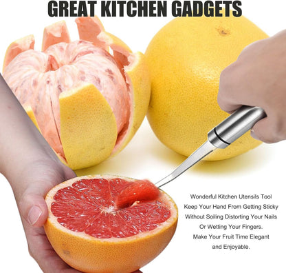 Grapefruit Spoon Serrated Edge Knife Stainless Steel Fruit Knife Grapefruit Utensils Tool Dessert Spoons for Citrus Lemon Kiwi Melon Lime Pitaya Apple Fruit Puree