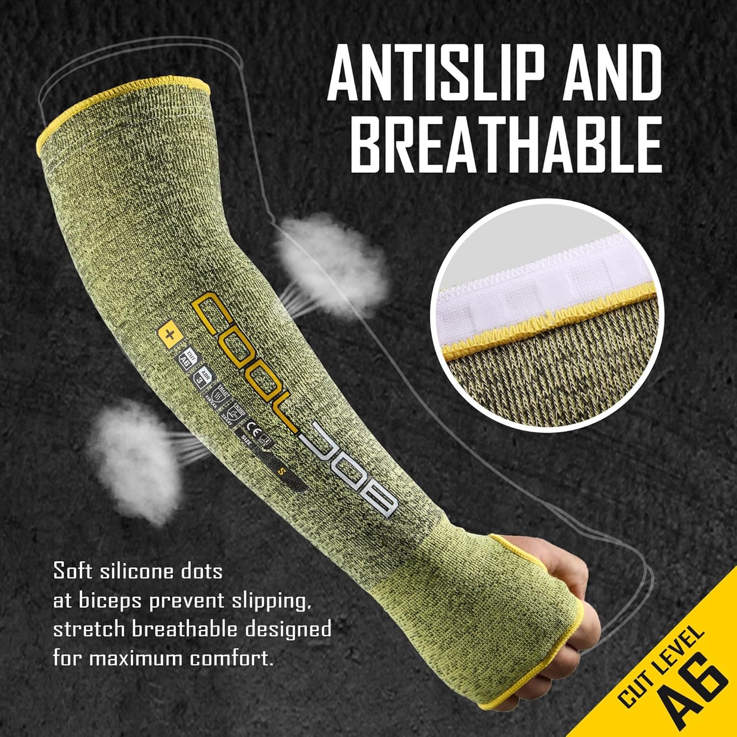 A6 Cut Resistant Sleeves for Gardening Pruning Fishing, 18” Arm Protection for Gardener Farmer, UPF 50+ Sun Protector