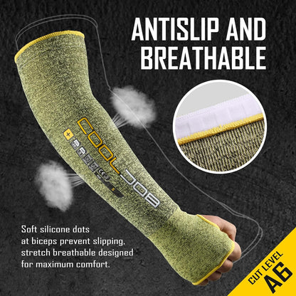 A6 Cut Resistant Sleeves for Gardening Pruning Fishing, 18” Arm Protection for Gardener Farmer, UPF 50+ Sun Protector
