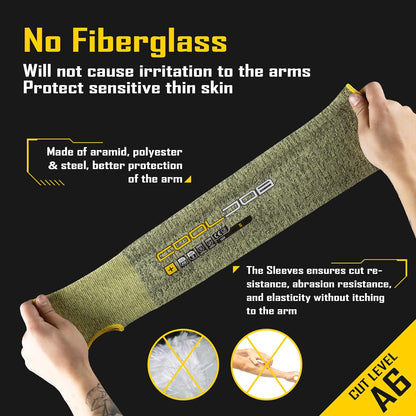 A6 Cut Resistant Sleeves for Gardening Pruning Fishing, 18” Arm Protection for Gardener Farmer, UPF 50+ Sun Protector