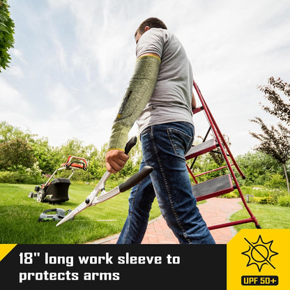 A6 Cut Resistant Sleeves for Gardening Pruning Fishing, 18” Arm Protection for Gardener Farmer, UPF 50+ Sun Protector