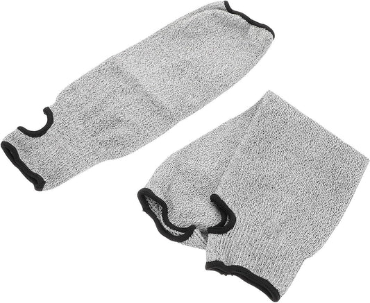 Cut Resistant Arm Sleeves 2pcs Set, Level 5 Thickened Forearm Guards Thumb Hole, Wear-resistant Protective Compression Sleeves for Welding, Gardening, and Work Safety