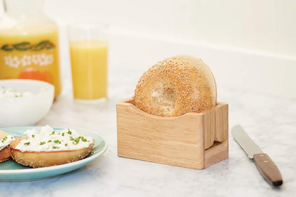Fox Run Bagel Cutter/Holder, 3 x 5.25 x 3 inches., Brown