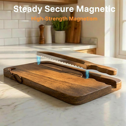 Sourdough Bread Board Set, 16" Bread Bow Knife and Cutting Board | Baking Gift for Women, Magnetic Storage, Ergonomic Design, Perfect for Bagels, Homemade Bread