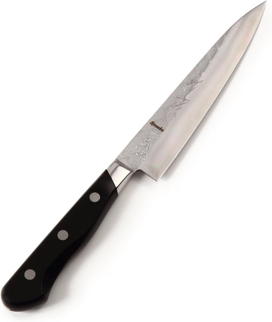 Japanese Petty Knife Aoko(Blue Steel)-No.2 Black Pakkawood Handle, 5.3-inch (135mm)