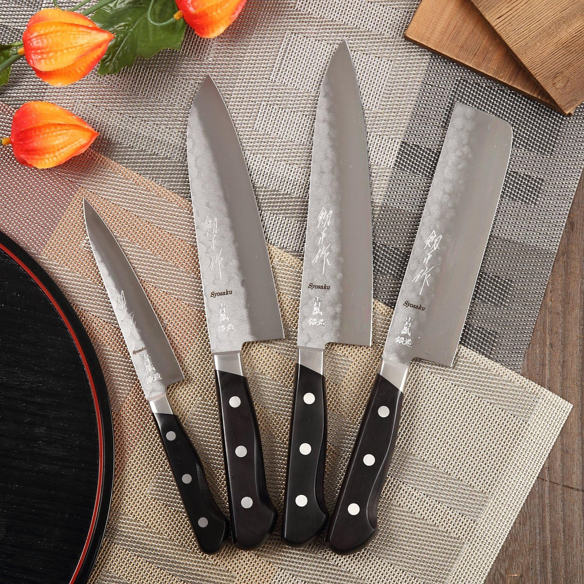 Japanese Petty Knife Aoko(Blue Steel)-No.2 Black Pakkawood Handle, 5.3-inch (135mm)