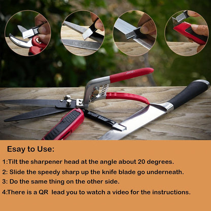 Tool Sharpener, Blade Sharpener, Carbide Sharpener, Knife Sharpening Tool for Kitchen knives Garden Tools Axe Pocket Knives Pruning Shears Hedge Scissors Clippers Pocket Knives (RED)