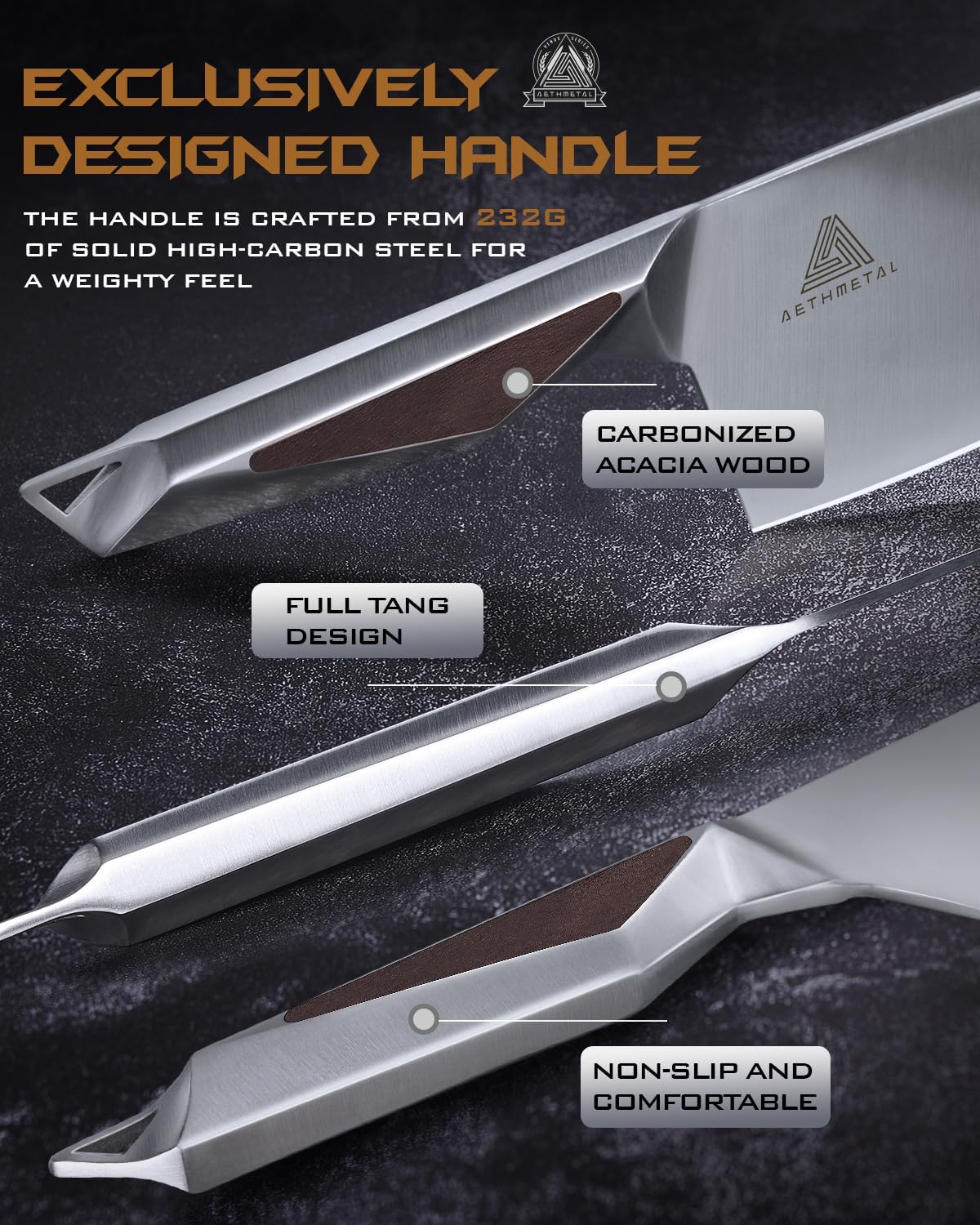 7" Meat Cleaver Knife, Full Tang High-Carbon Stainless Steel Kitchen Cleaver for Chopping Meat, Pork, and Bones, Ergonomic Metal Handle, Professional Chef Butcher Knife