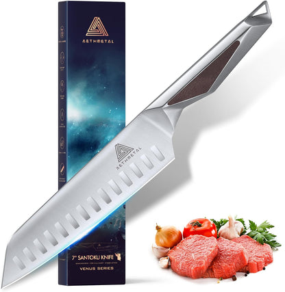 7" Meat Cleaver Knife, Full Tang High-Carbon Stainless Steel Kitchen Cleaver for Chopping Meat, Pork, and Bones, Ergonomic Metal Handle, Professional Chef Butcher Knife