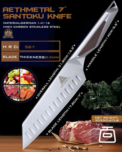 7" Meat Cleaver Knife, Full Tang High-Carbon Stainless Steel Kitchen Cleaver for Chopping Meat, Pork, and Bones, Ergonomic Metal Handle, Professional Chef Butcher Knife
