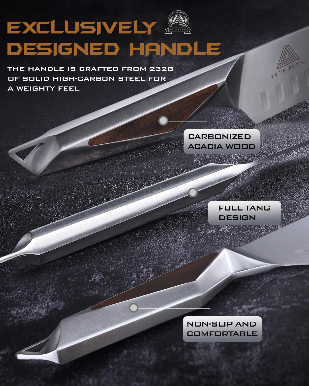 7" Meat Cleaver Knife, Full Tang High-Carbon Stainless Steel Kitchen Cleaver for Chopping Meat, Pork, and Bones, Ergonomic Metal Handle, Professional Chef Butcher Knife