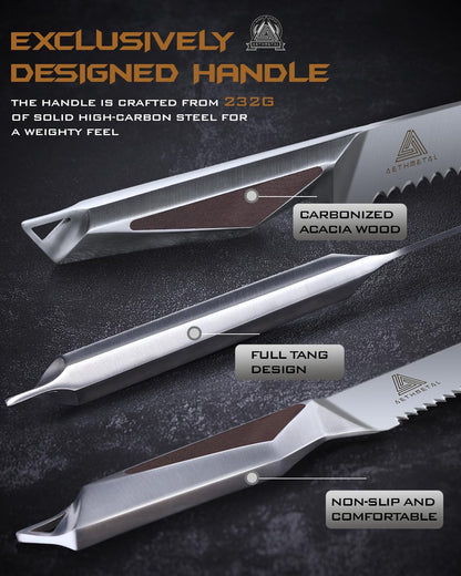 7" Meat Cleaver Knife, Full Tang High-Carbon Stainless Steel Kitchen Cleaver for Chopping Meat, Pork, and Bones, Ergonomic Metal Handle, Professional Chef Butcher Knife