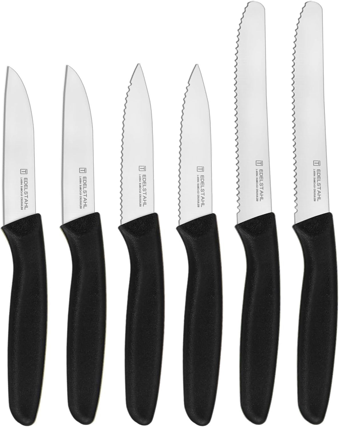 Paring Knife Set,6Pieces,Kitchen Knives For Veg.&Fruit,Black