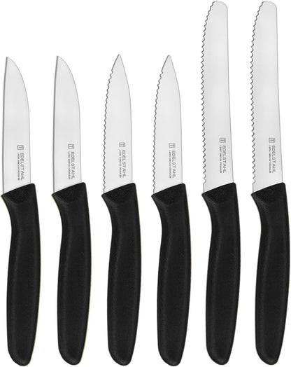 Paring Knife Set,6Pieces,Kitchen Knives For Veg.&Fruit,Black