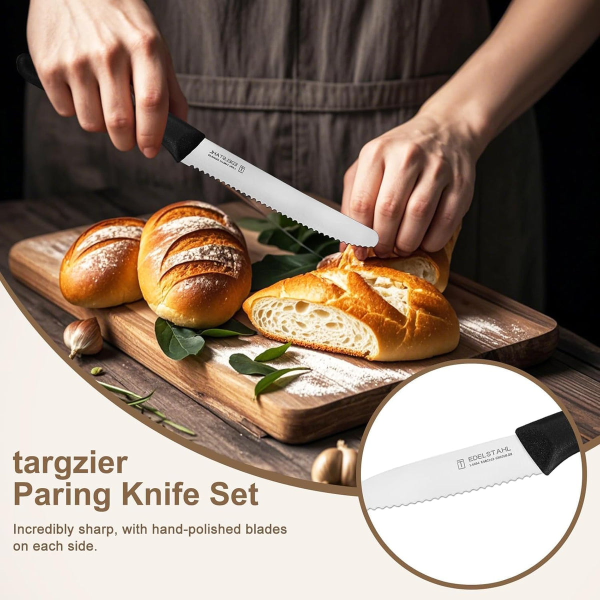 Paring Knife Set,6Pieces,Kitchen Knives For Veg.&Fruit,Black