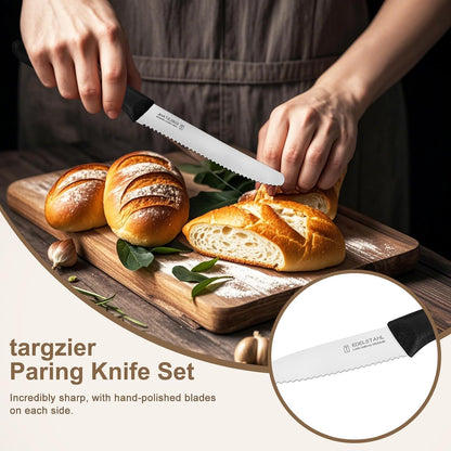 Paring Knife Set,6Pieces,Kitchen Knives For Veg.&Fruit,Black