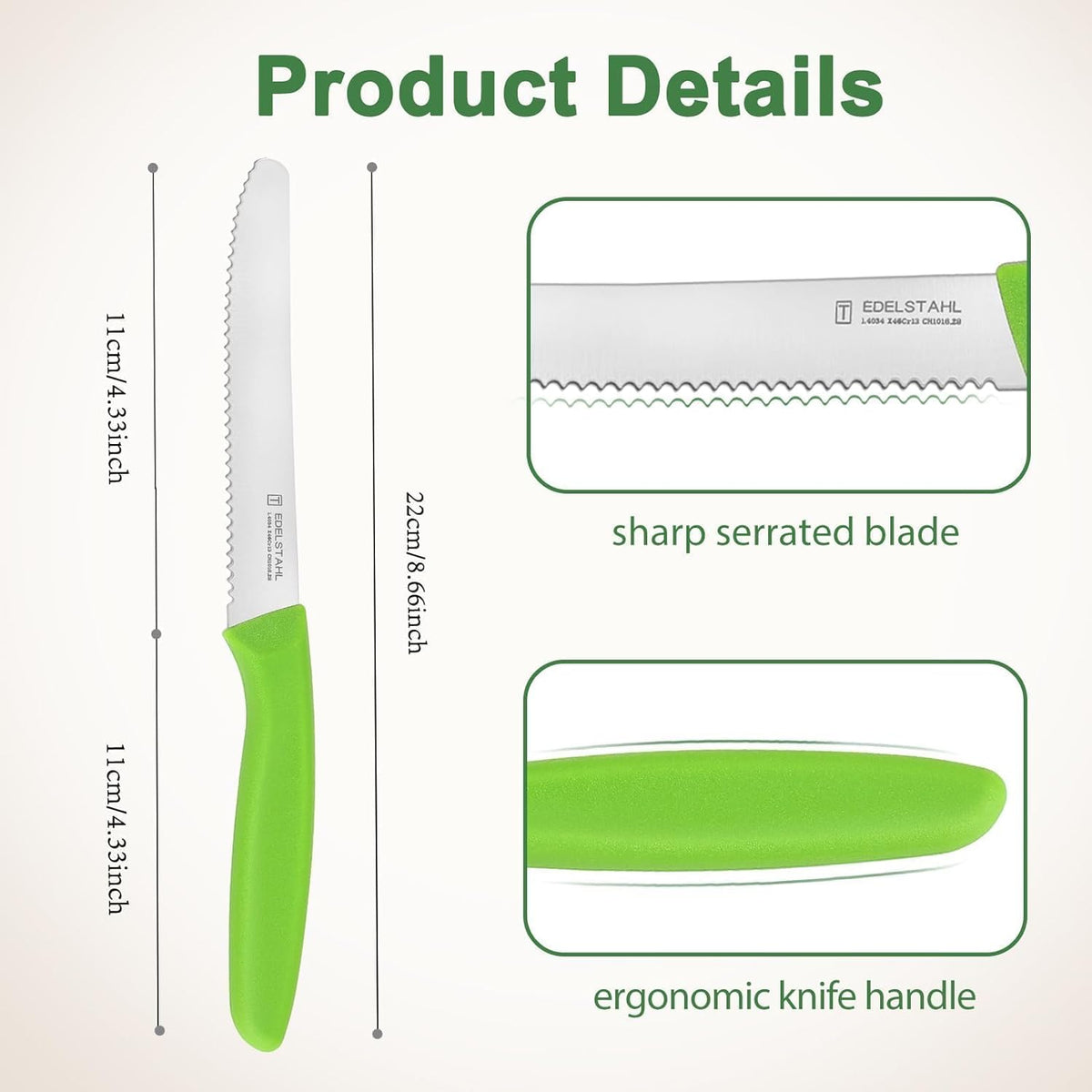 Paring Knife Set,6Pieces,Kitchen Knives For Veg.&Fruit,Black