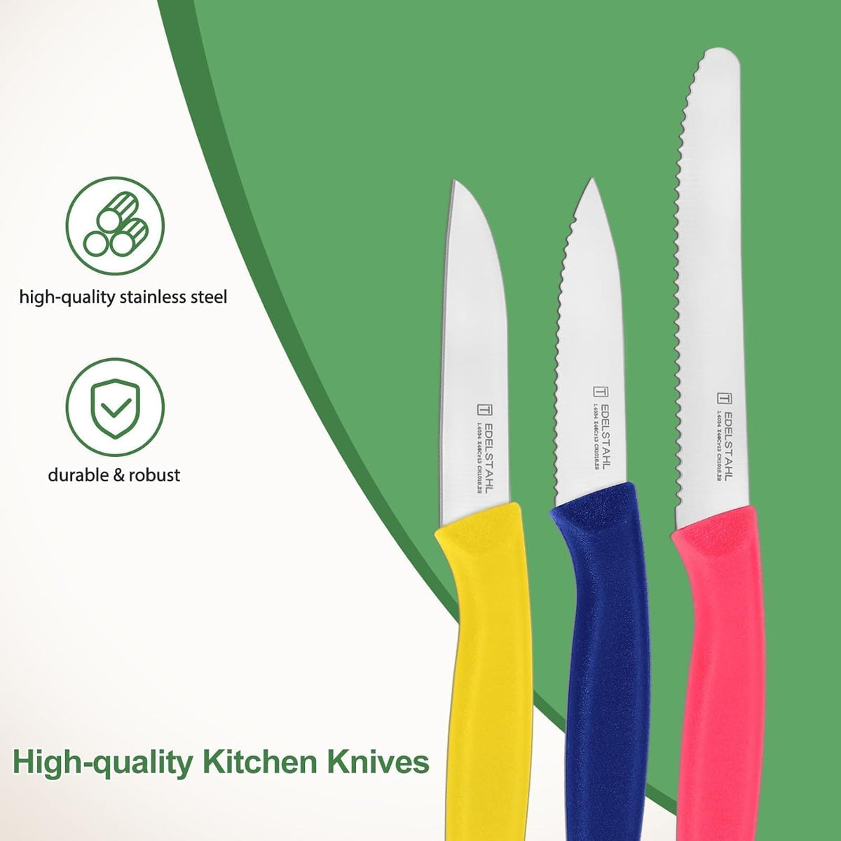 Paring Knife Set,6Pieces,Kitchen Knives For Veg.&Fruit,Black