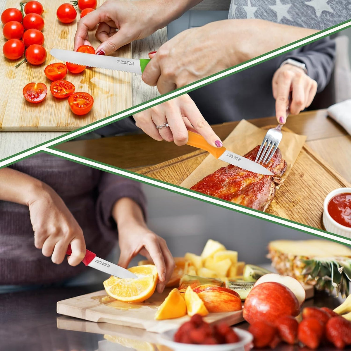 Paring Knife Set,6Pieces,Kitchen Knives For Veg.&Fruit,Black