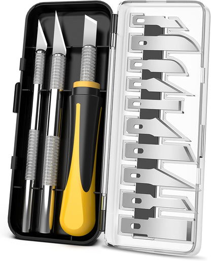Exacto Knife Set, 16-Piece Hobby Knife & Precision Knife Set, 3-Piece Craft Knife Set with 10-Piece Exacto Blades Sets for Crafting, Modeling, Pumpkin Carving, DIY Art Knife Cutting Tools