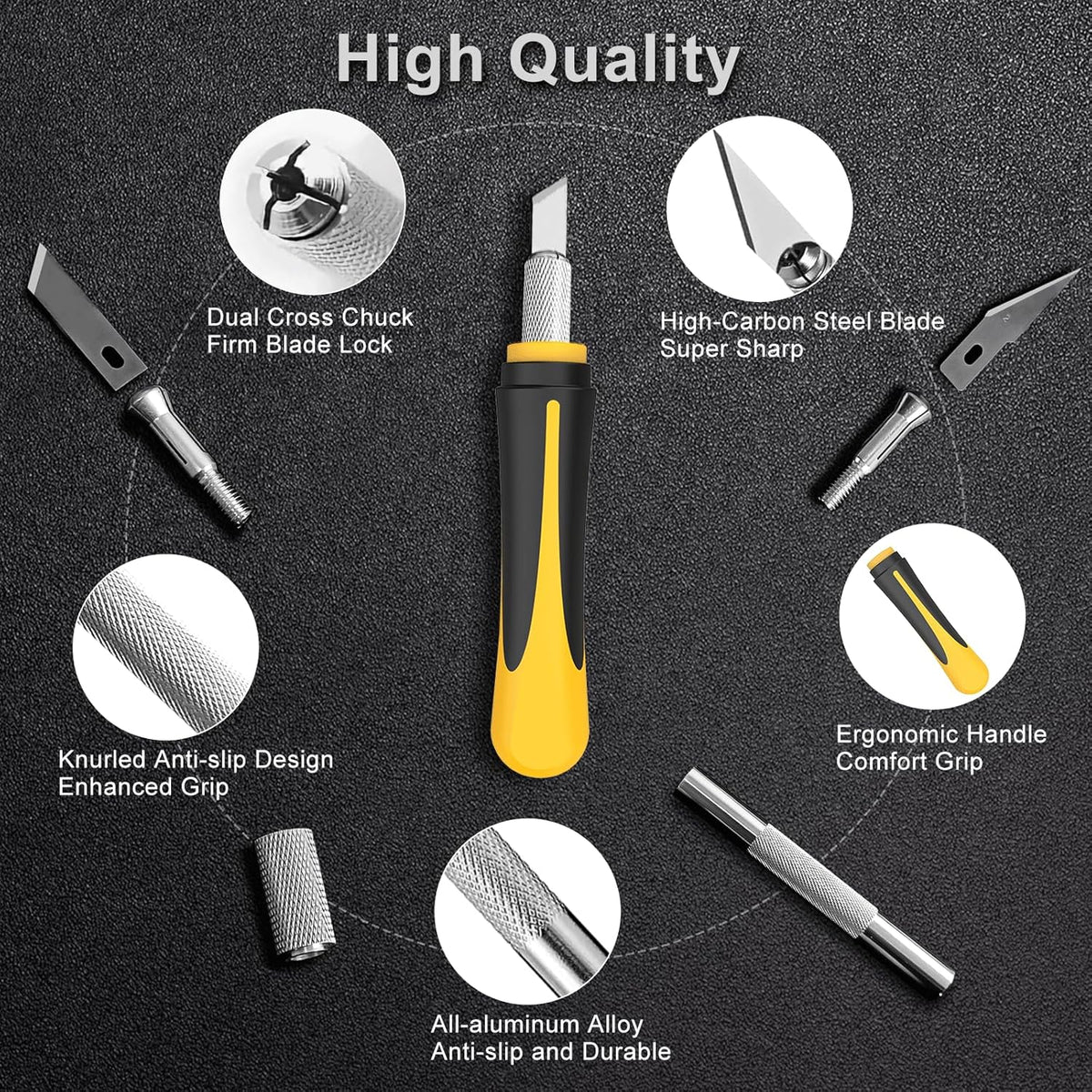 Exacto Knife Set, 16-Piece Hobby Knife & Precision Knife Set, 3-Piece Craft Knife Set with 10-Piece Exacto Blades Sets for Crafting, Modeling, Pumpkin Carving, DIY Art Knife Cutting Tools