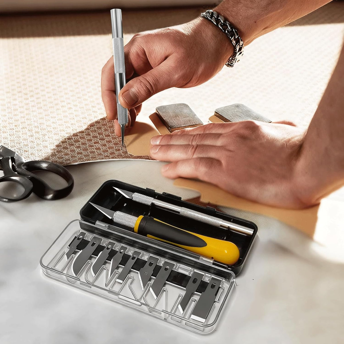 Exacto Knife Set, 16-Piece Hobby Knife & Precision Knife Set, 3-Piece Craft Knife Set with 10-Piece Exacto Blades Sets for Crafting, Modeling, Pumpkin Carving, DIY Art Knife Cutting Tools