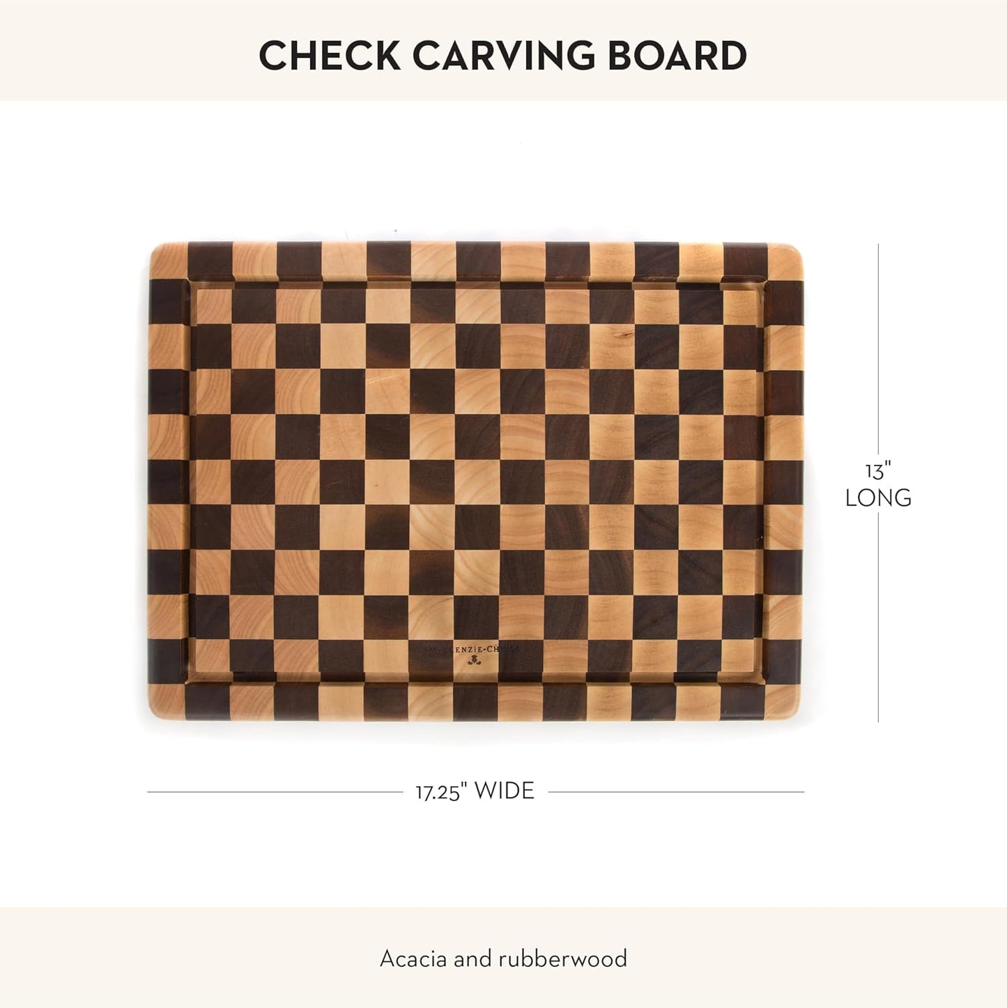 Check Carving Board, Decorative Wooden Cutting Board, 13 Inches x 17 Inches