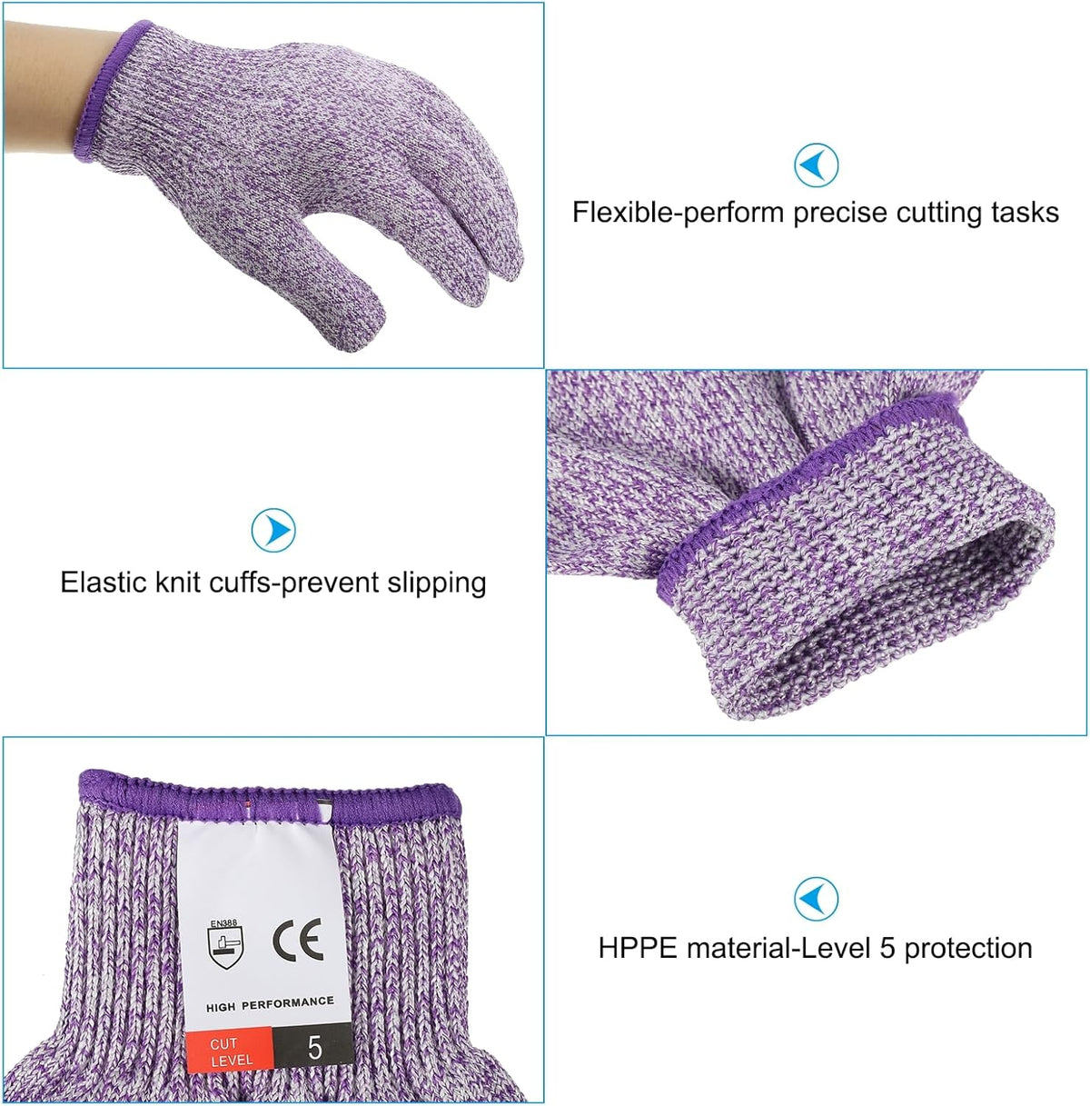 Cut Resistant Gloves, Level 5 Protection Anti Cutting Gloves Cut Proof Gloves for Kitchen Wood Carving