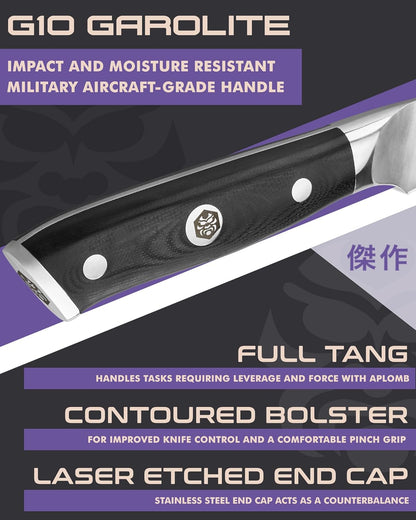 12-Inch Carving Slicing Knife & 7-Inch Meat Fork Set - Dynasty Series - Forged ThyssenKrupp German HC Steel Granton Edge - G10 Resin Full Tang Handle with Blade Guard