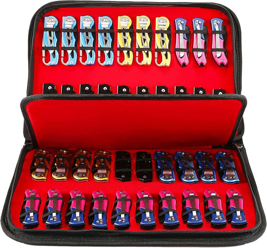 Pocket Knife Storage Case,Folding Knife Pouch Carrier Holder,40 Slots Small Knife Carrying Cases,Versatile Knife Collection For Survival,Tactical,Outdoor,EDC Mini Knife