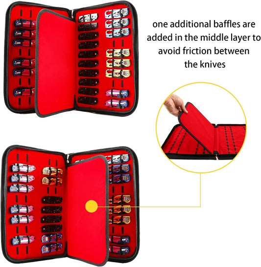 Pocket Knife Storage Case,Folding Knife Pouch Carrier Holder,40 Slots Small Knife Carrying Cases,Versatile Knife Collection For Survival,Tactical,Outdoor,EDC Mini Knife