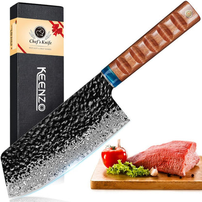 Damascus Chinese kitchen knife 8 inch,Professional kitchen knives,Sharp Damascus knife,Ergonomic rosewood handle with gift box for Home & Restaurant